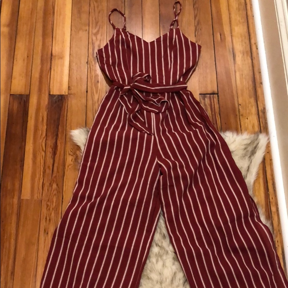 Striped red jumpsuit